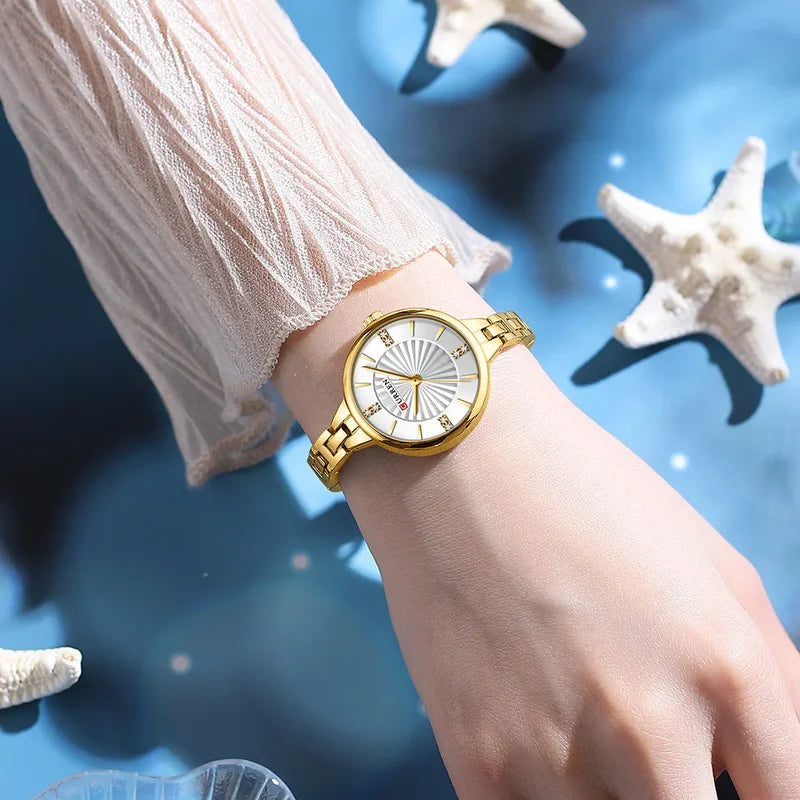 Women's Casual Quartz Watch Waterproof Stainless Steel Strap Elegant Wristwatch