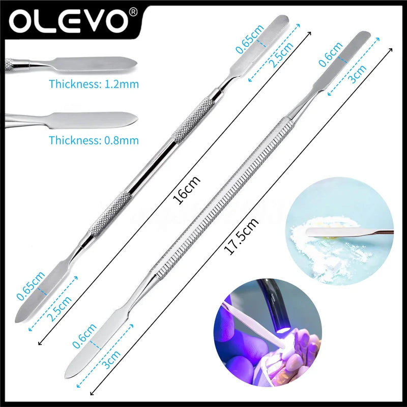 Stainless Steel Mixing Spatula Double Ended Nail Art Makeup Foundation Eyeshadow Tool
