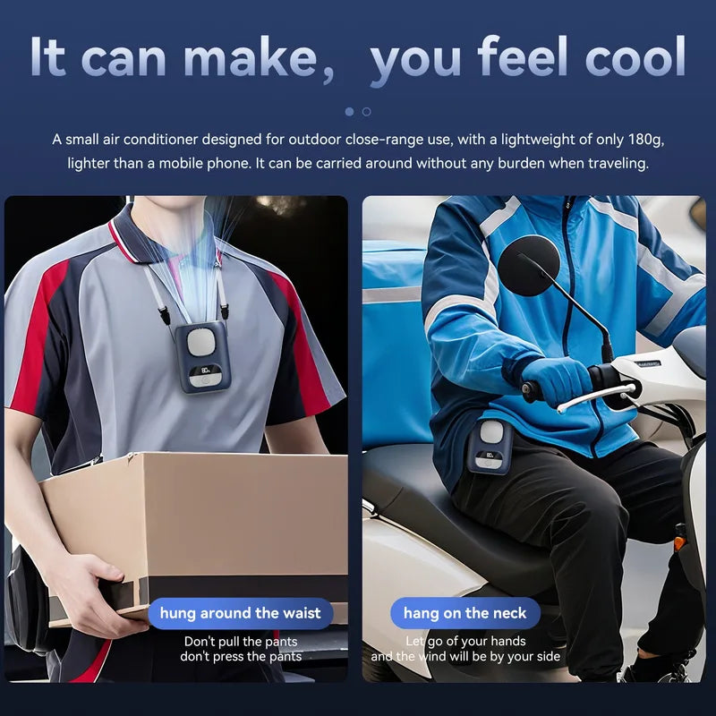 Portable Waist Fan with 6000mAh Battery, 5-Speed Personal Neck Fan with LED Light