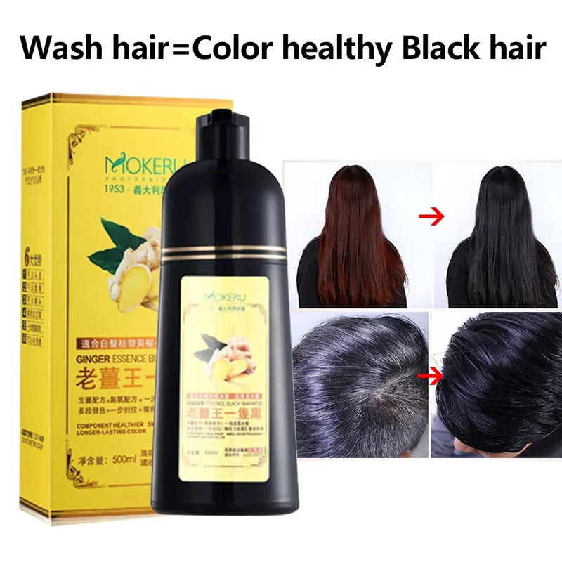 Long Lasting Ginger Hair Dye Shampoo for Natural Black Hair - Easy & Fast