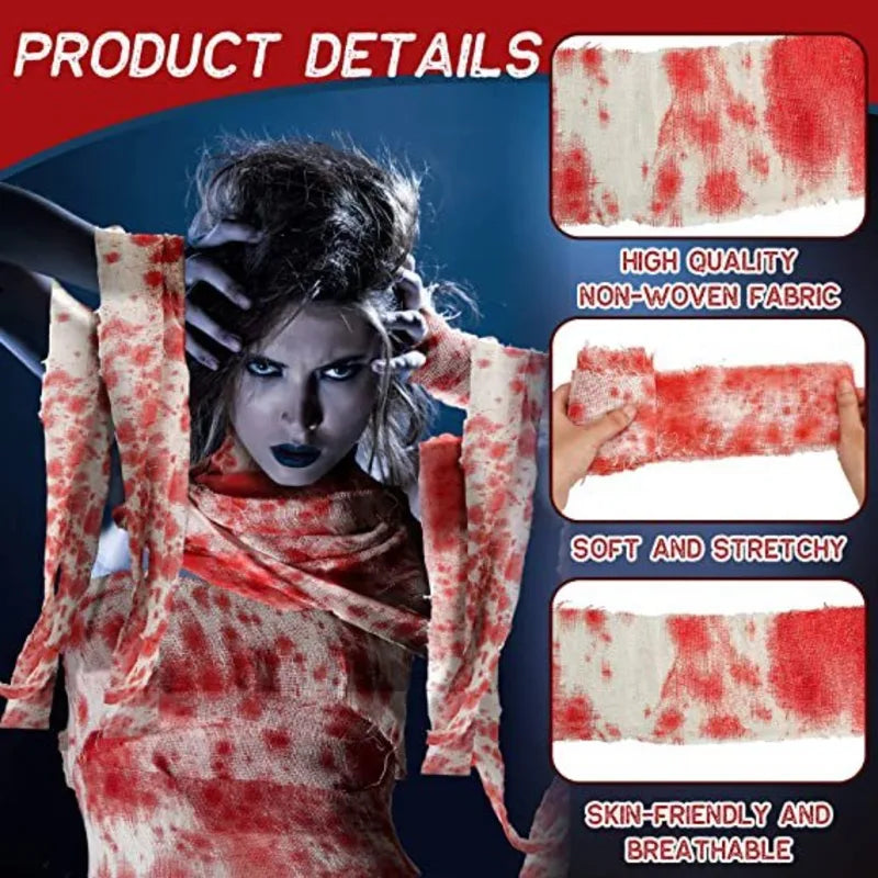 Halloween Blood Gauze Cloth Creepy Haunted House Decor Fake Blood Bandage