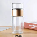 420ML Double Layer Borosilicate Glass Tea Water Bottle with Infuser - Leakproof Drinkware