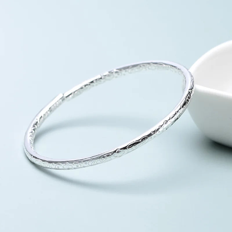 925 Sterling Silver Boho Bangles for Women and Couples – Korean Designer Jewelry
