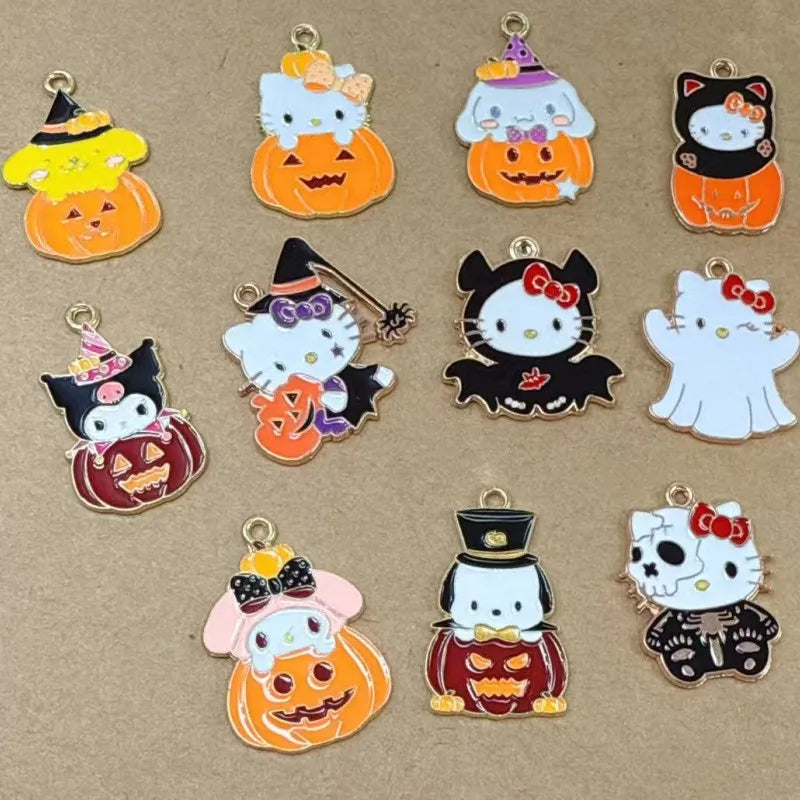 Halloween Cat Alloy Charm Set for Earring Keychain DIY Jewelry Accessories
