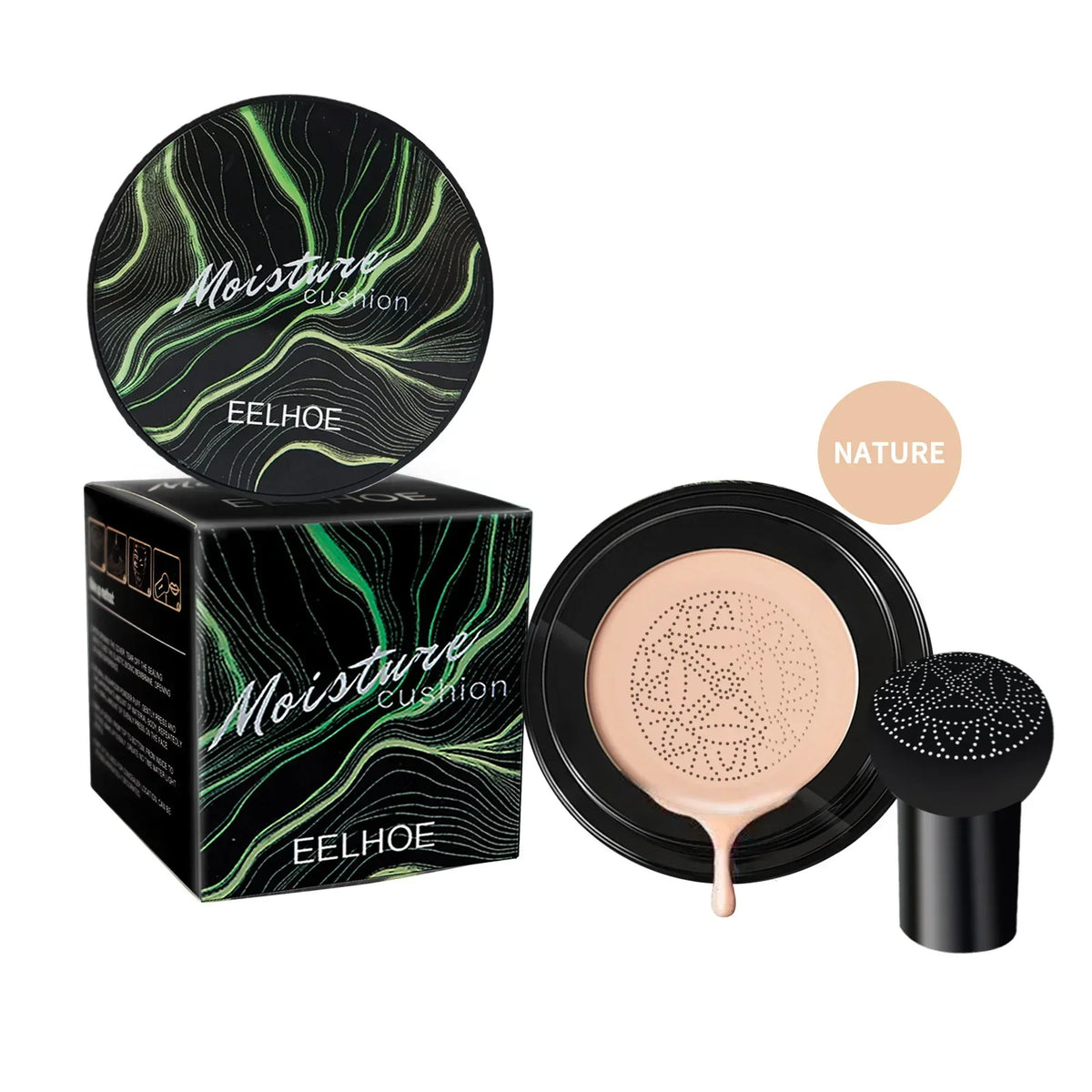 Waterproof Face Foundation with Mushroom Applicator - Moisturizing CC Cream for Face Makeup