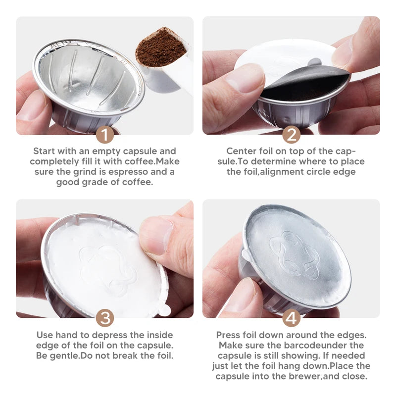 Disposable Coffee Capsule Seal Rings for Nespresso Vertuo Plus - Aluminum Foil Lids