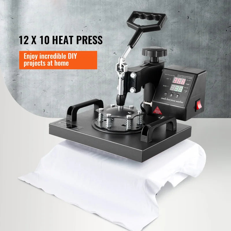 Dual Digital Heat Press Machine 12x10 Inch Swing Away 360° Rotation for Sublimation Printing