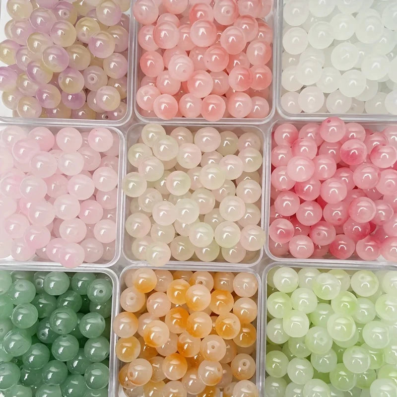 8mm 50pcs Dual Color Glass Beads for Jewelry Making DIY Bracelets & Necklaces