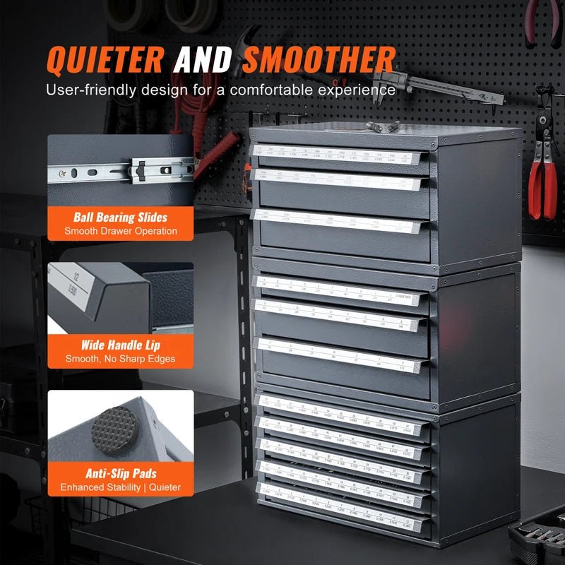 Drill Bit Dispenser Cabinet Organizer with 3 Drawers for Storage