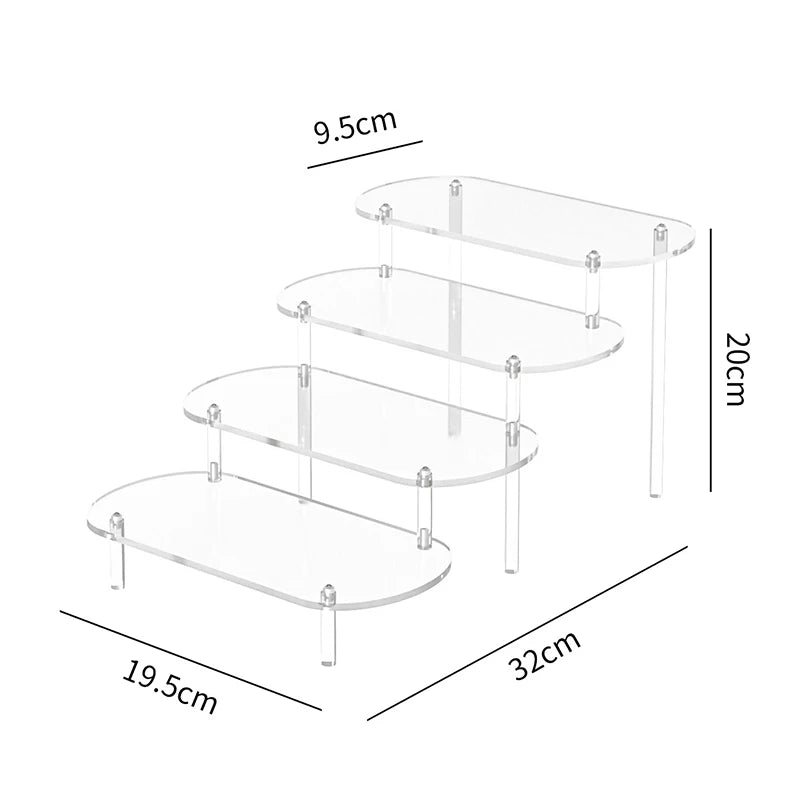 Acrylic Display Stand with Rounded Corners for Jewelry, Perfume & Cupcakes - Transparent Shelves & Organizer