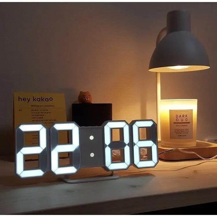Digital Wall Clock with LED Display for Bedroom & Living Room Modern Home Decor
