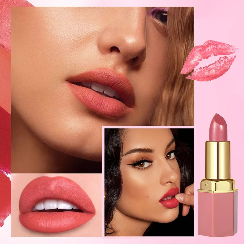6-Color Matte Velvet Lipstick Set with Pearlescent Glitter - Valentine's Day Gift