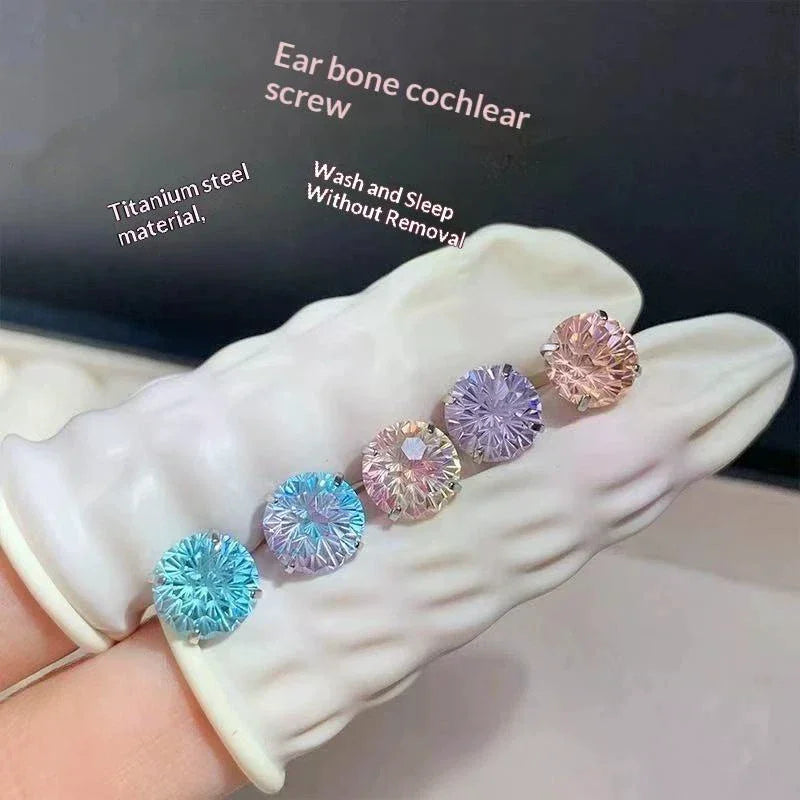 Multicolor Crystal Stud Earrings for Women Hypoallergenic Stainless Steel Jewelry