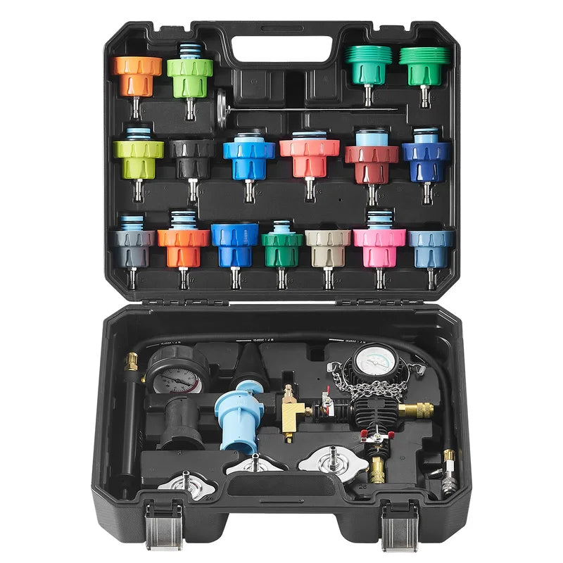 Radiator Pressure Tester Kit with Color-Coded Adapters for Cars and Motorcycles