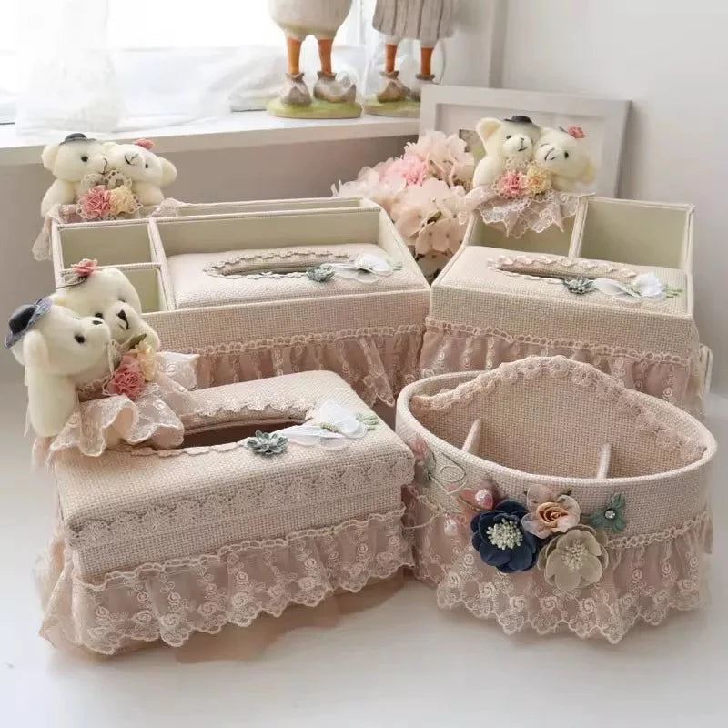 Multifunctional Tissue Box Holder with Remote Control Storage for Living Room Home Decor