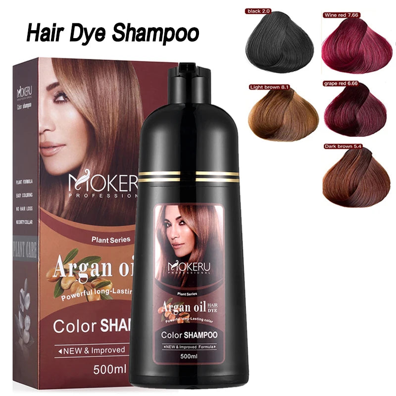 Natural Hair Coloring Shampoo with Argan Oil - Fast Dark Brown Dye & Nourishment