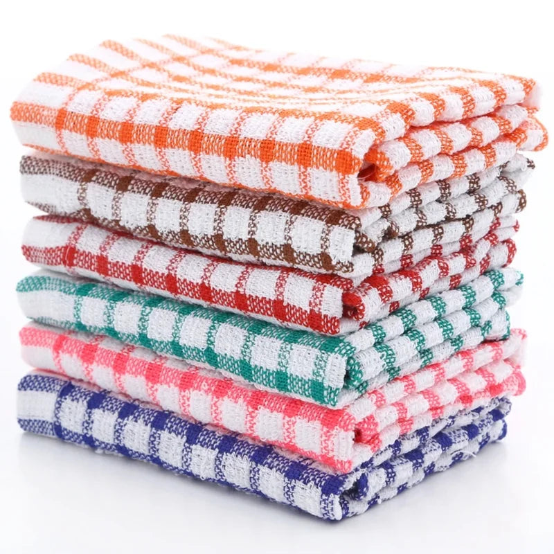 6 Pack Cotton Kitchen Tea Towels - Absorbent Lint-Free Dish Cloths for Cleaning