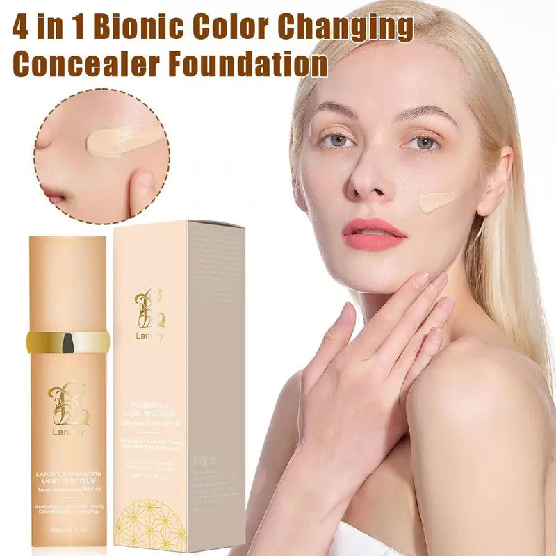 4-in-1 Biomimic Foundation with SPF50+ Longwearing Concealer & Color Changing Formula