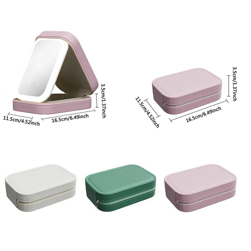 LED Makeup Bag with Mirror - Portable Cosmetic Storage for Women, Small Lighted Organizer