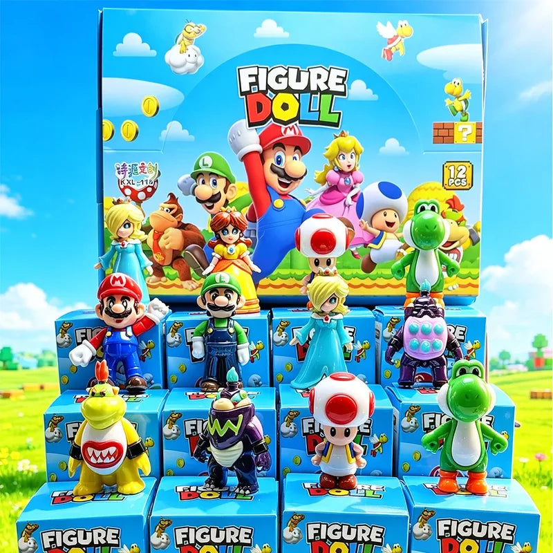 12PCS Mario Doll Toy Set - Super Mario Brothers Handmade Decorations & Collectibles