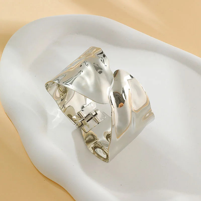 Geometric Metal Wide Cuff Open Bangle Bracelet for Women - Personalized Fashion Jewelry