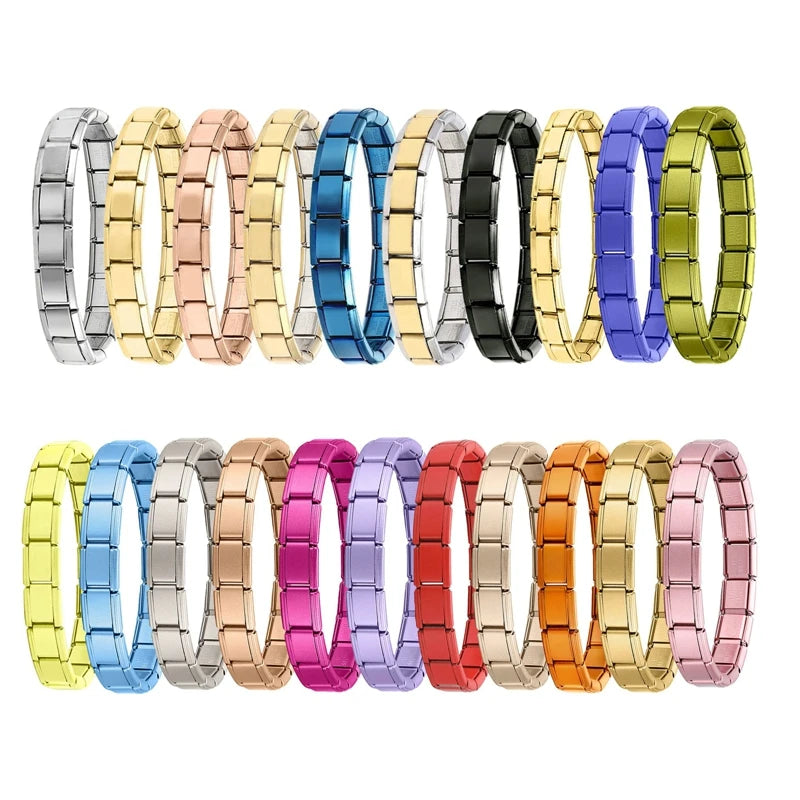 Women Men DIY Modular Charm Bracelet Stainless Steel 9MM Wide Jewelry