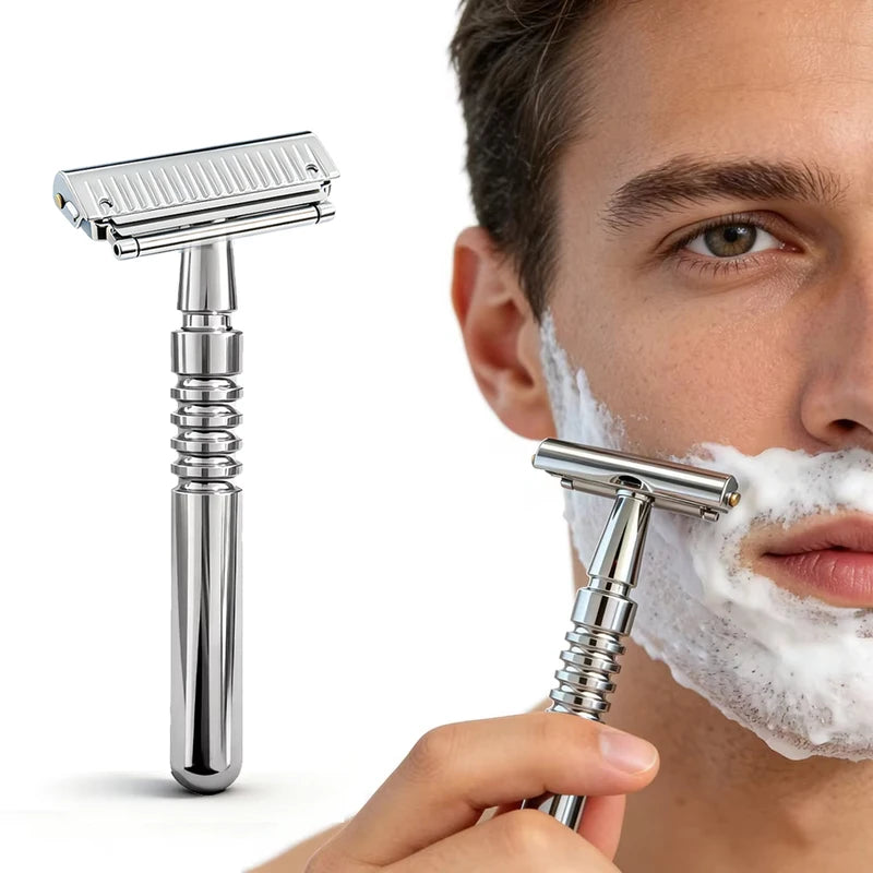 Reusable Twin Half Blade Safety Razor with Travel Case - Men’s Grooming