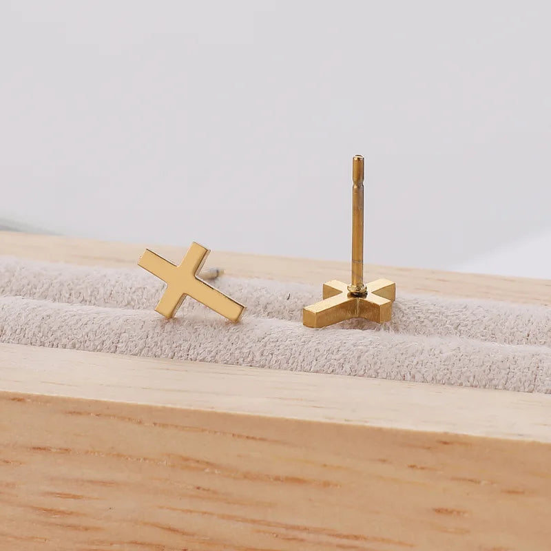 Fashion Stainless Steel Cross Earrings for Women Men - Small Gift Jewelry