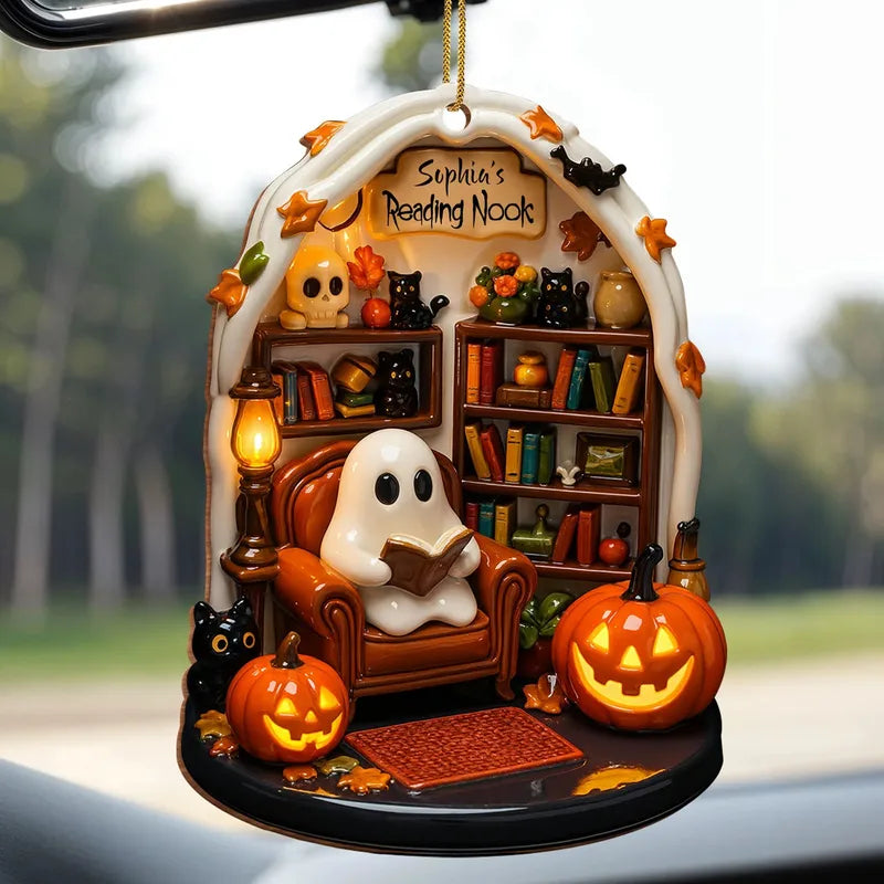 Halloween Ghost Reading Flat Acrylic Ornament Festival Party Decor
