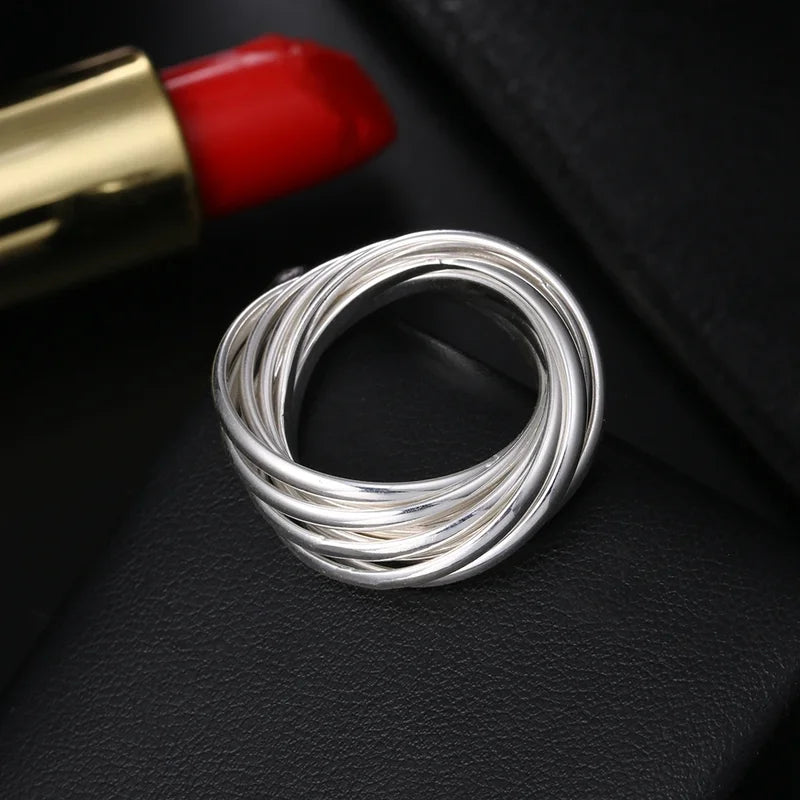 Sterling Silver Five Circles Ring for Women - Elegant Jewelry Gift