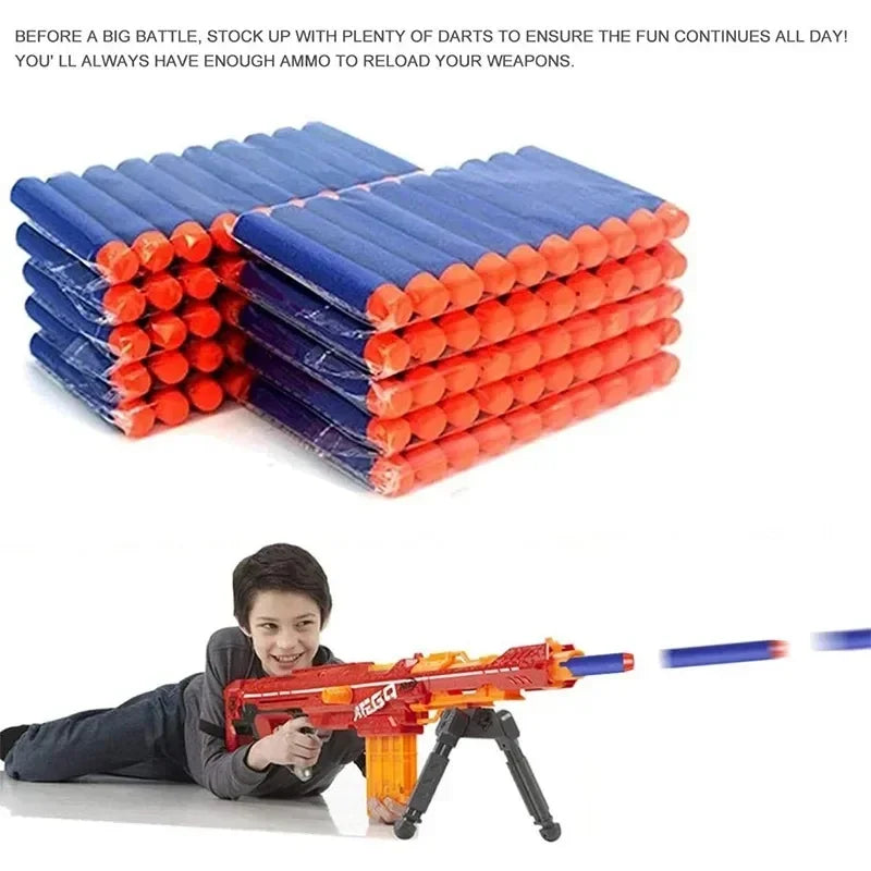 Kids Toy Gun Refill Darts 7.2cm - 100pcs Blue Solid Round Head Bullets