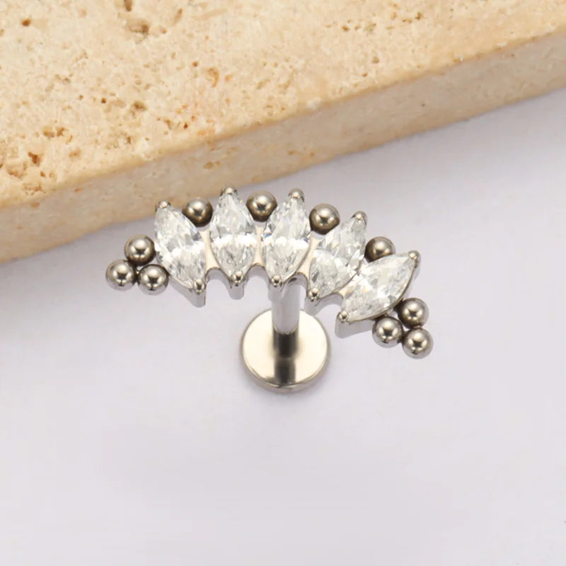 Titanium Beads Marquise Lotus Cartilage Earring Lip Piercing Body Jewelry