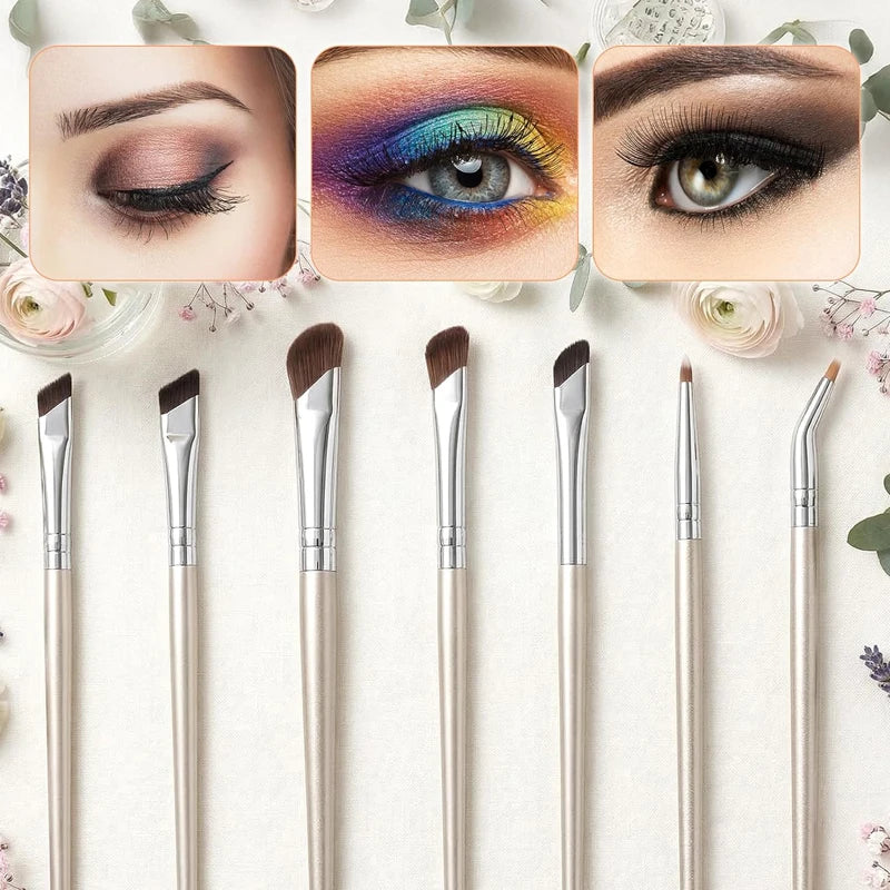 7-Piece Professional Eye Makeup Brush Set with Angled & Concealer Brushes