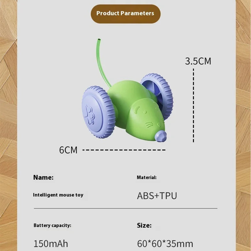 Interactive Electric Mouse Car Toy for Cats Rechargeable Obstacle Avoidance Play Animal