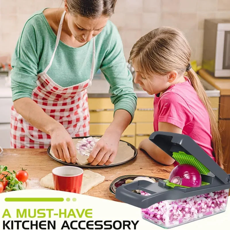 Multifunctional 5-in-1 Handheld Food Chopper Vegetable Slicer Dicer Grater Kitchen Prep Tool
