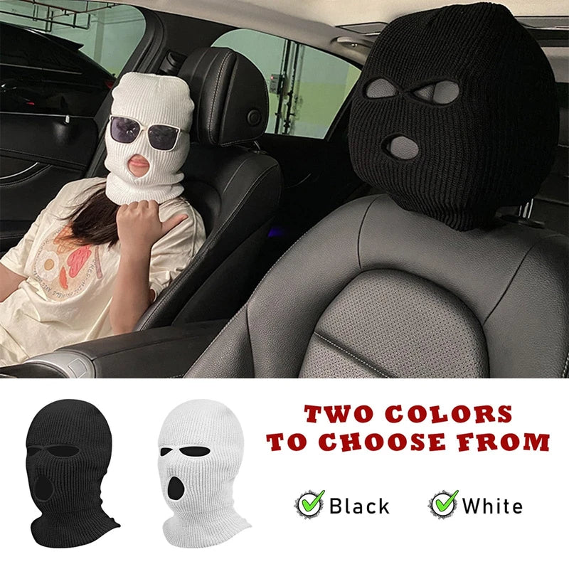Universal Car Headrest Cover Face Mask Ski Mask Holiday Decoration for Tesla BMW Ford Volkswagen Kia