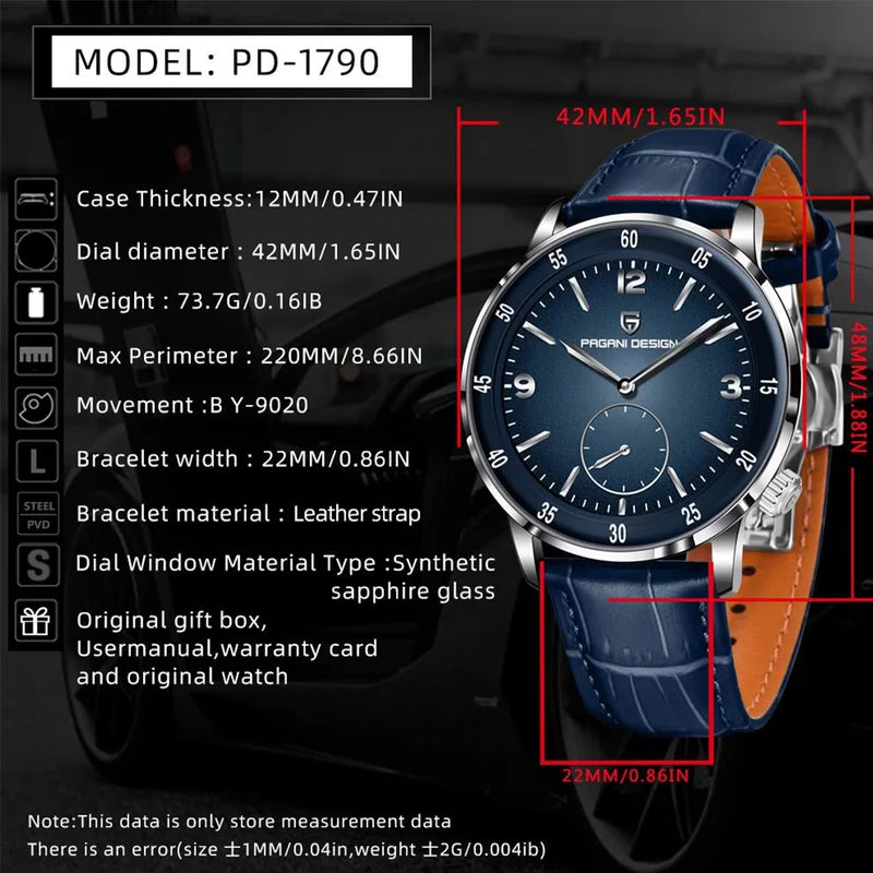 Men's Mechanical Watch 42mm Waterproof Automatic Timepiece with Sapphire Glass