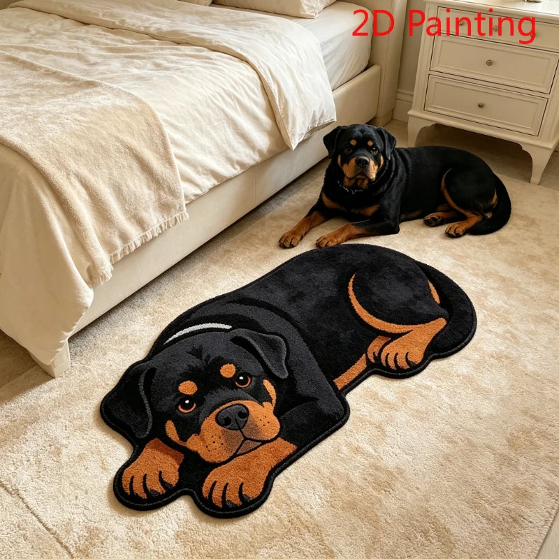 Dog Pattern Plush Rug for Living Room and Bedroom - Soft, Washable Animal-Shaped Carpet
