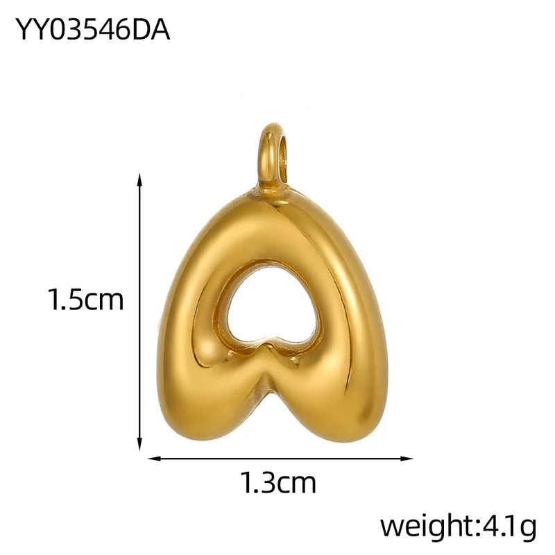 Stainless Steel Gold Plated Charms Bubble Letter Pendant DIY Jewelry Accessories