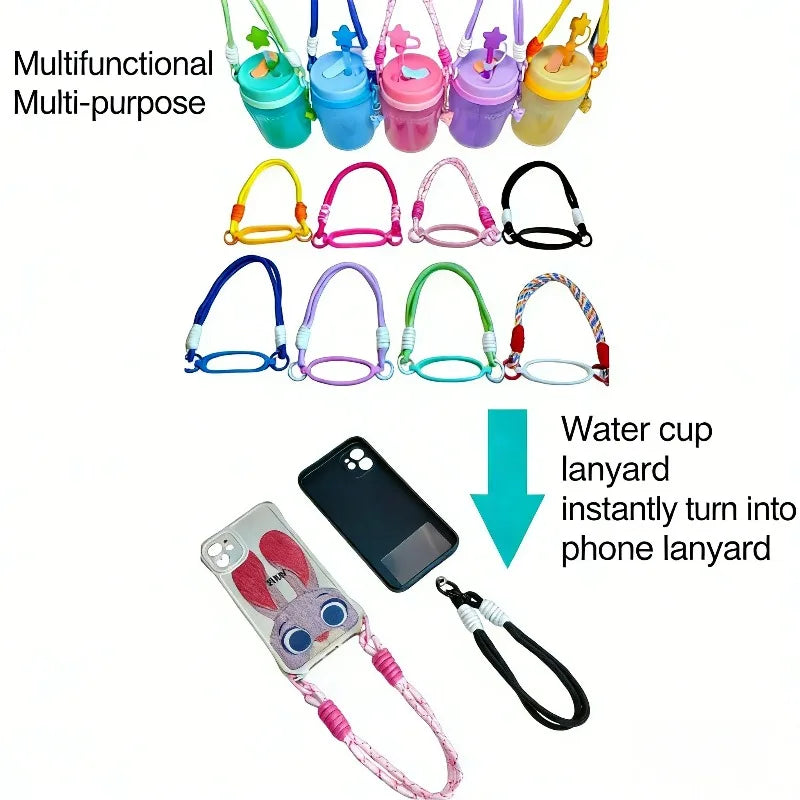 Universal Silicone Water Bottle Handle Strap - Portable Carrier for 8-40oz Bottles, Hiking & Camping Accessory