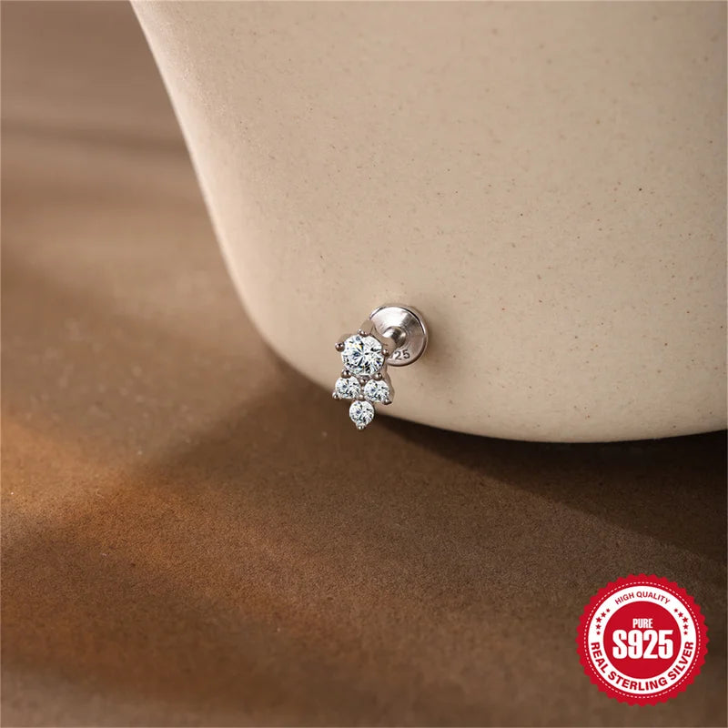 Sterling Silver Moissanite Earrings for Women Star Chain Tassel Stud Jewelry Birthday Gift
