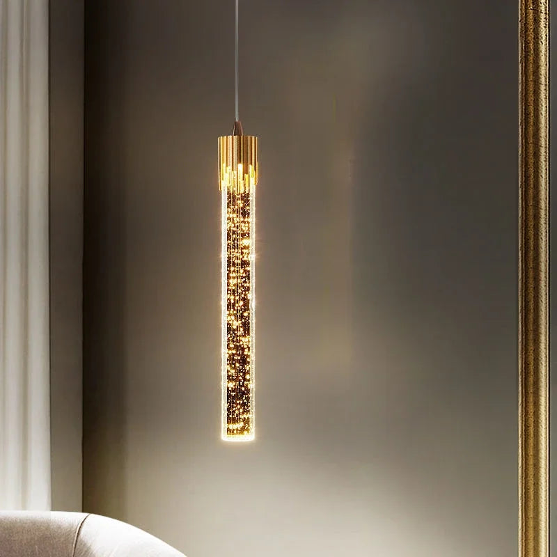 Modern LED Pendant Light Fixture with Crystal Accents for Living Room Bedroom