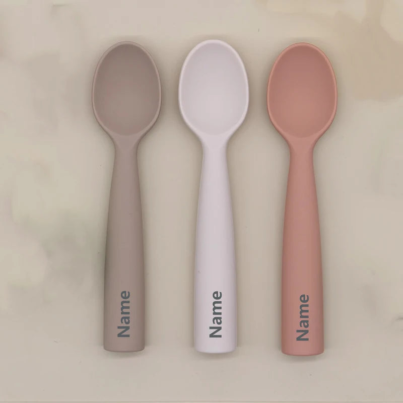 Personalized Silicone Baby Spoon - Soft Childrens Feeding Utensil with Custom Name