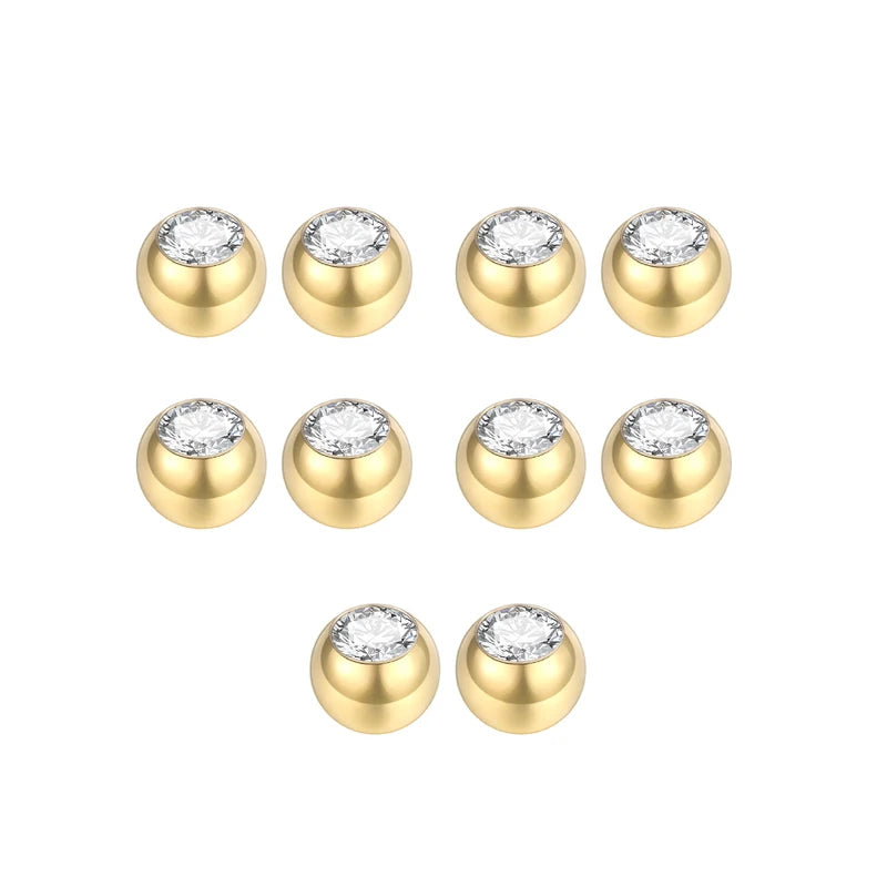 10pcs Stainless Steel Body Piercing Replacement Balls – Labret, Tongue, Belly, Eyebrow Jewelry