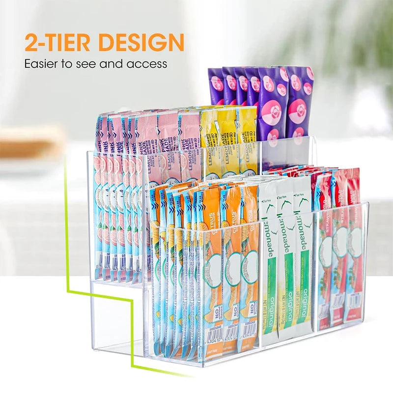 Acrylic Desktop Organizer for Tea Bags Coffee Station Storage Box Multi-Functional Home & Office Use