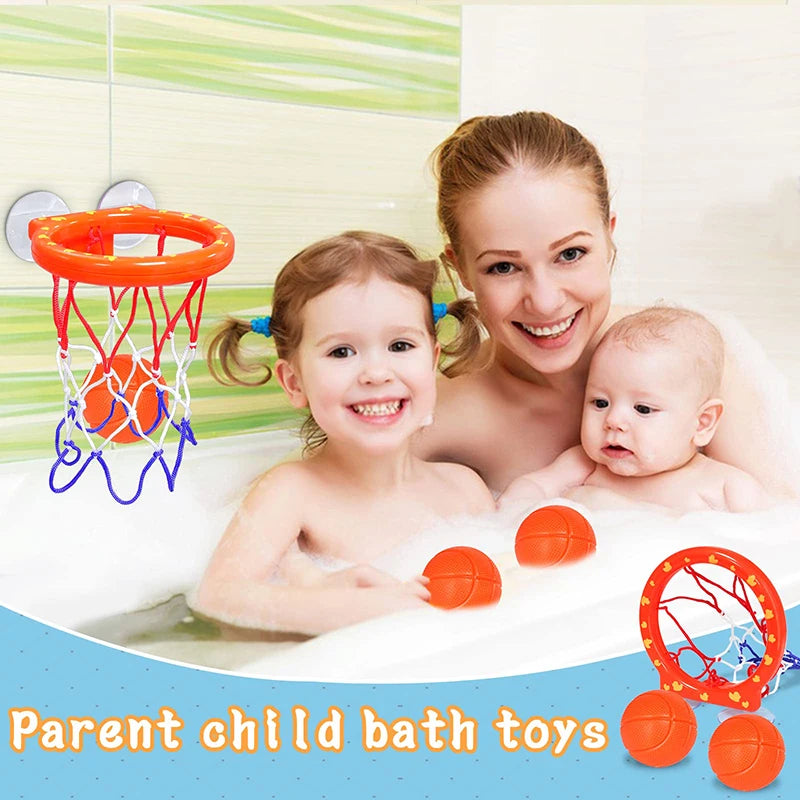 Kids Bath Basketball Playset with Suction Cup Hoop and Balls - Fun Toddler Bath Toy