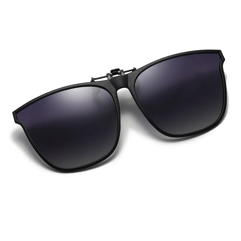 Polarized Clip-On Sunglasses for Men Car Drivers Night Vision Anti Glare Vintage Square