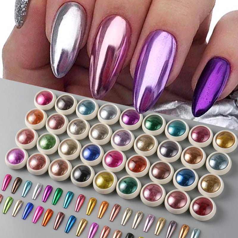 Magnetic Nail Powder Set with Colorful Chrome Pigments for Manicure & Nail Art