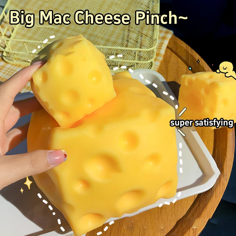Large Cheese Squeeze Toy - Foam Fidget Ball for Adults and Kids