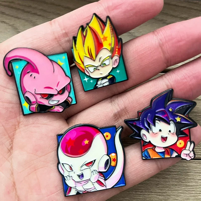 8PCS Cute Chibi Saiyan Enamel Pin Set Cartoon Anime Metal Badges for Clothing